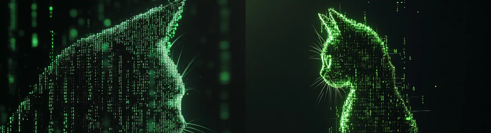 3D立体高科技霓虹绿色猫咪轮廓数字抽象艺术流畅美学摄影海报midjourney关键词咒语