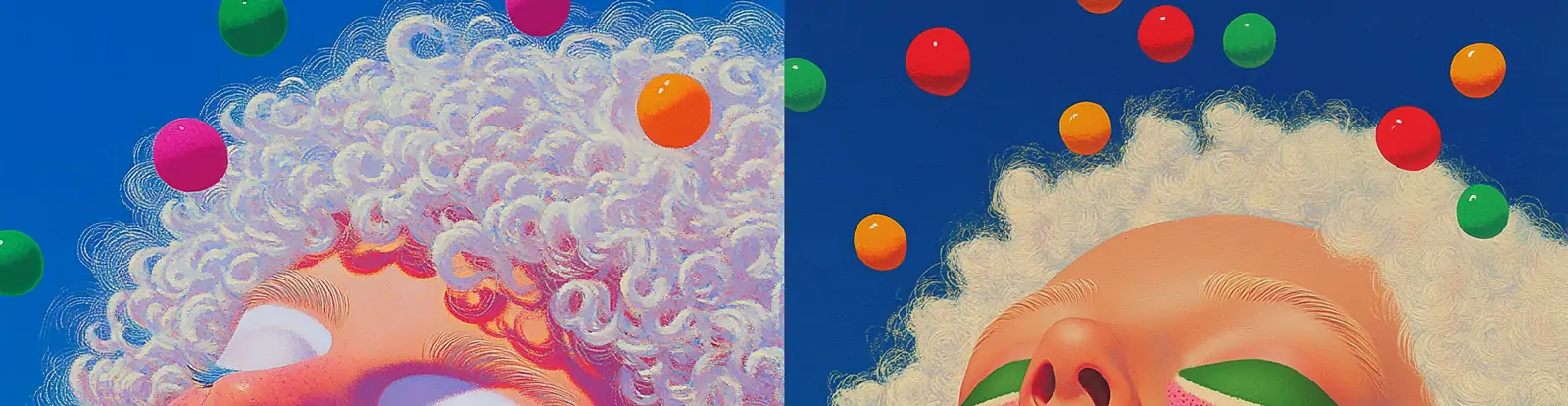 手绘可爱卡通彩色白发卷发女孩动漫角色插图绘画midjourney关键词咒语