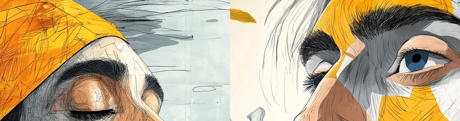 手绘彩色沙滩男子吸烟侧脸插图绘画海报midjourney关键词咒语