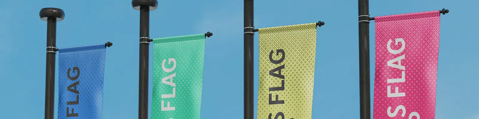 户外旗帜广告条幅效果展示样机贴图psd分层设计素材模版Mockup