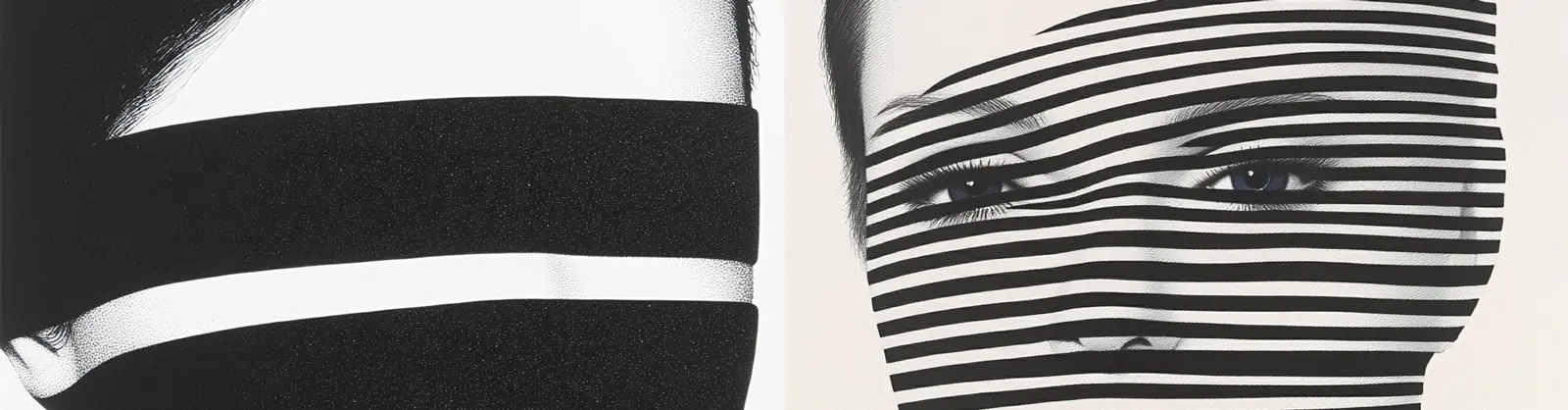 极简主义波普艺术美女人物黑丝带条纹光学混合风格摄影海报midjourney关键词咒语