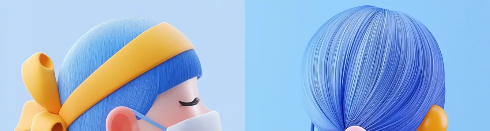 创意3D立体可爱卡通女性保护乳腺癌立体人物插图海报midjourney关键词咒语