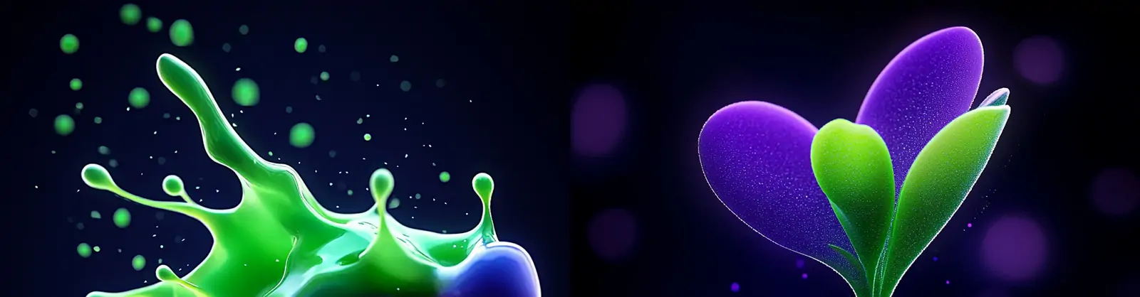 未来主义科技感绿色紫色霓虹人工智能数字艺术图形空间海报背景midjourney关键词咒语