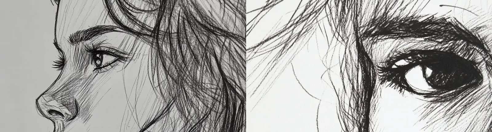 手绘逼真女孩肖像素描线条阴影笔触插图绘画midjourney关键词咒语