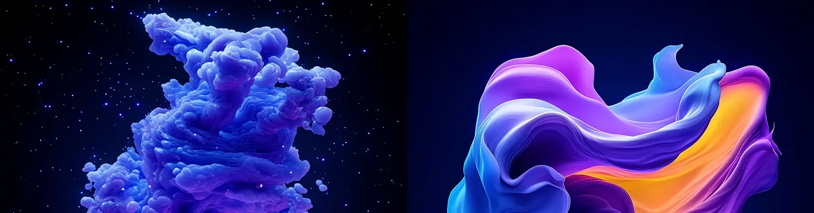 未来主义迷幻彩色渐变流动丝滑云朵霓虹光效图形数字艺术海报背景midjourney关键词咒语