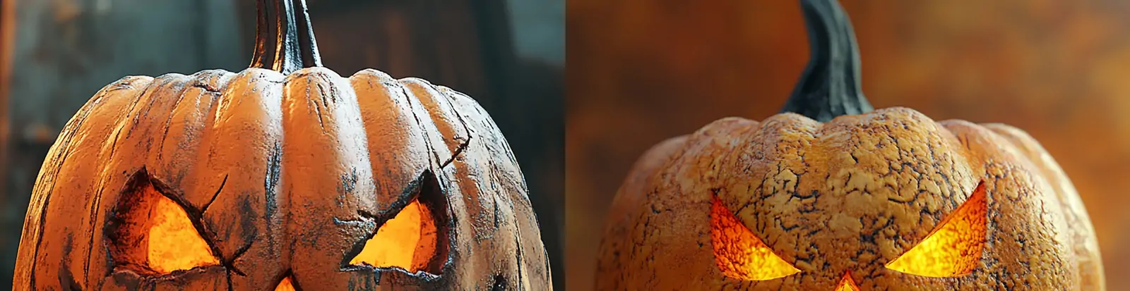 万圣节南瓜灯恐怖表情光效灯光效果摄影海报midjourney关键词咒语