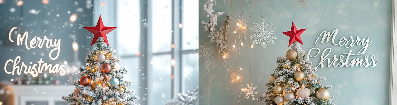 圣诞节圣诞树金色装饰品彩灯礼物礼盒假日氛围场景摄影海报midjourney关键词咒语