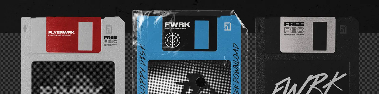 时尚潮流复古塑料透明感磁盘软盘包装样机贴图psd设计素材Mockup