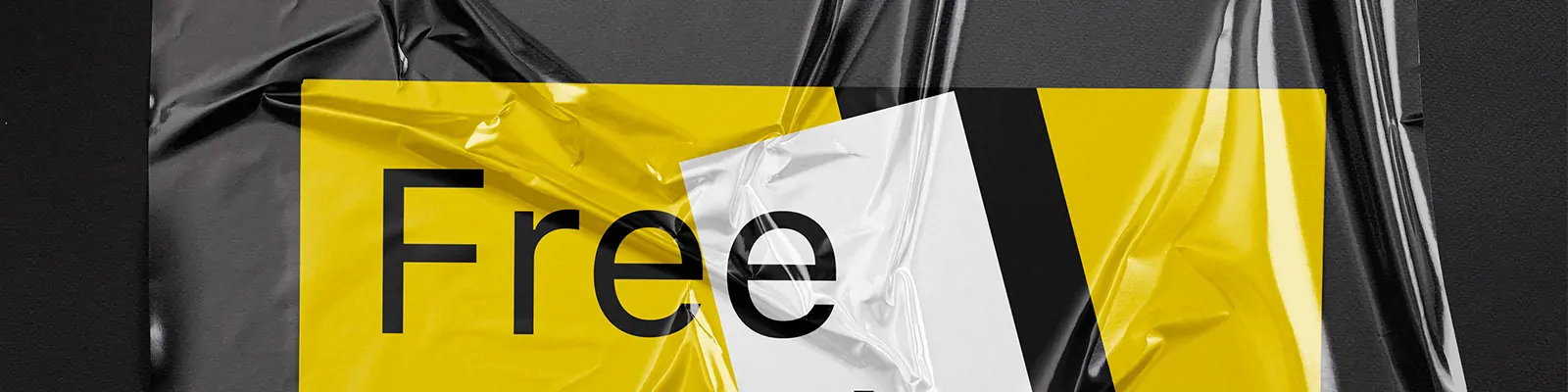 潮流塑料褶皱薄膜透明感样机贴图psd分层设计素材模板Mockup