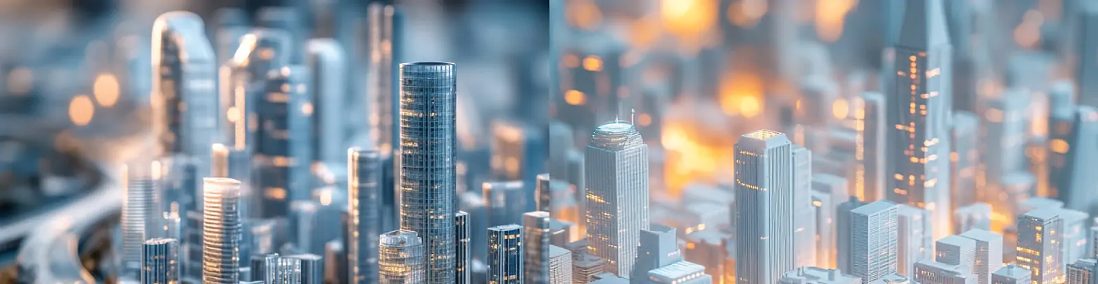 3D立体现代科技城市建筑楼盘模型光效场景摄影海报midjourney关键词咒语