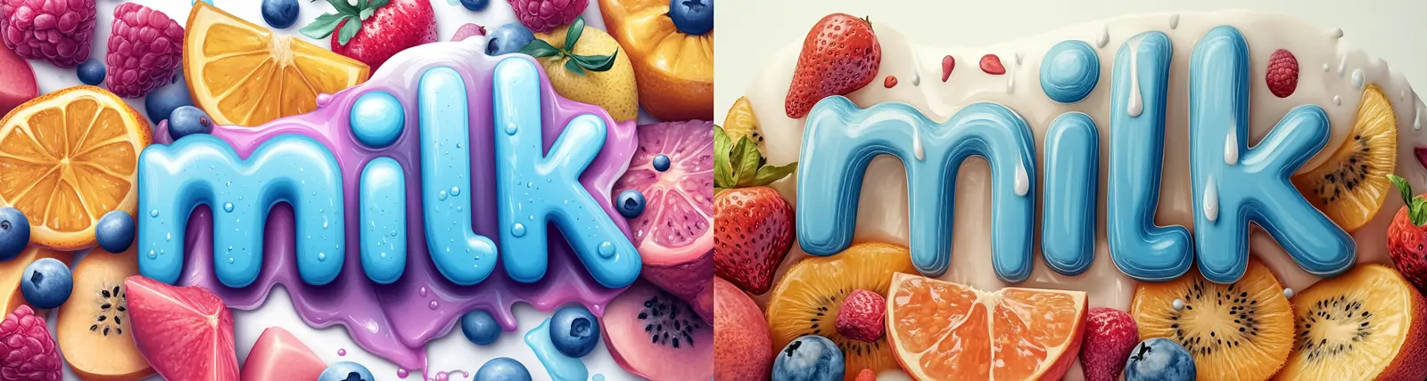 新鲜水果牛奶milk广告横幅平面设计海报midjourney关键词咒语
