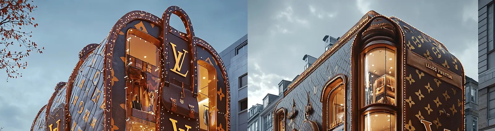 创意奢华LV包包造型商店建筑3D立体模型midjourney关键词咒语