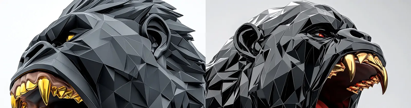 黑色金色几何金属大猩猩数字艺术特写镜头模型海报midjourney关键词咒语