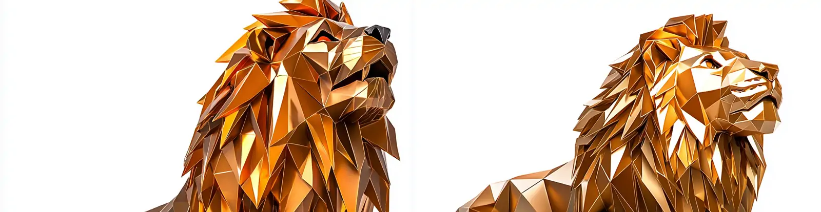 金色琥铂色几何金属动物狮子数字艺术特写镜头模型海报midjourney关键词咒语