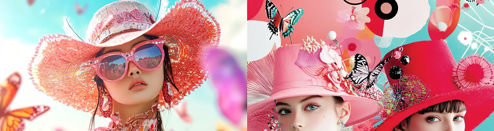 时尚潮流美女模特粉红色服装造型杂志封面视觉摄影海报midjourney关键词咒语