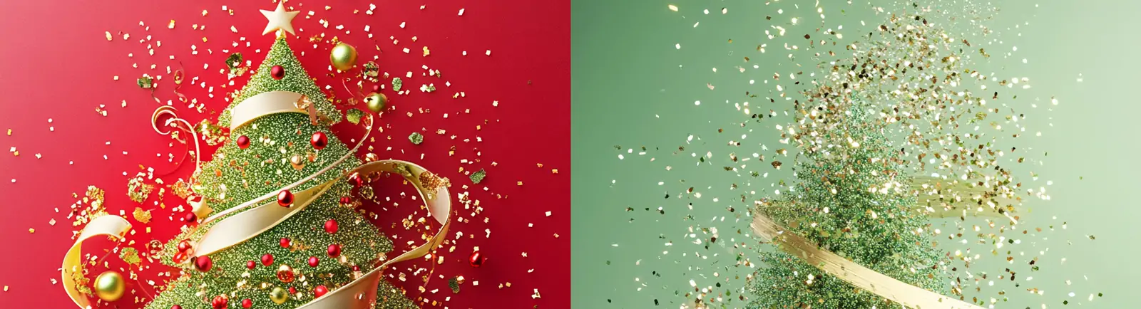 极简主义圣诞节圣诞树彩带节日氛围杂志摄影封面海报背景midjourney关键词咒语