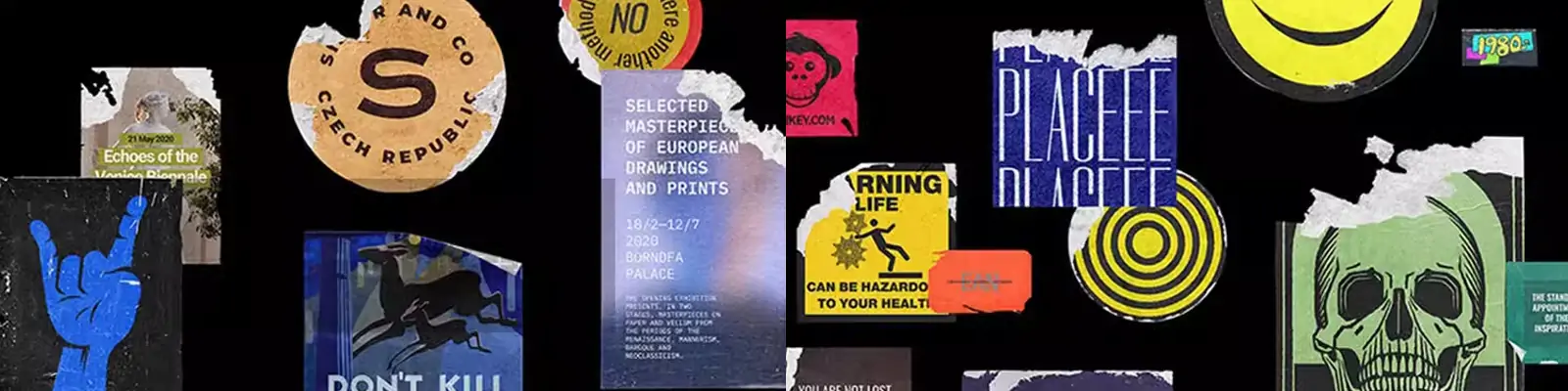 潮流做旧复古肌理褶皱撕裂不干胶贴纸标签贴图样机素材模版Mockup