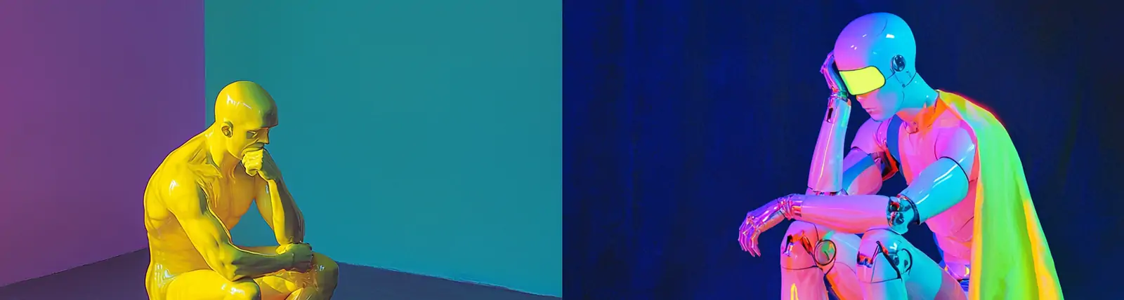 创意彩色渐变人物雕塑模型视觉特效杂志封面海报midjourney关键词咒语