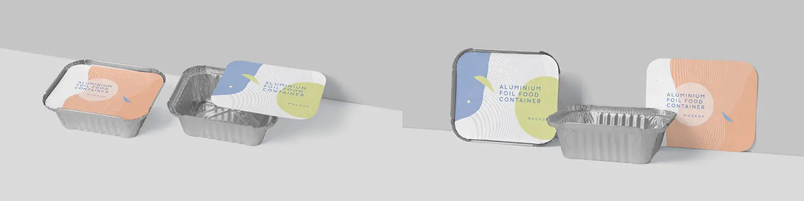 锡箔盒外卖美食一次性打包餐盒包装盒样机贴图psd设计素材模版Mockup