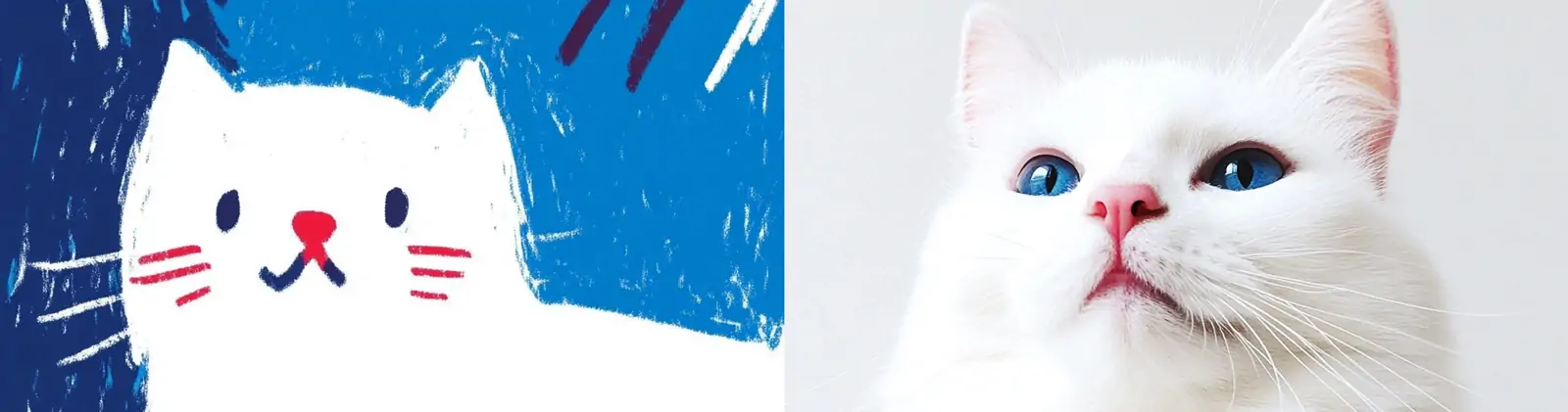 手绘可爱卡通动物猫咪肖像插图海报midjourney关键词咒语