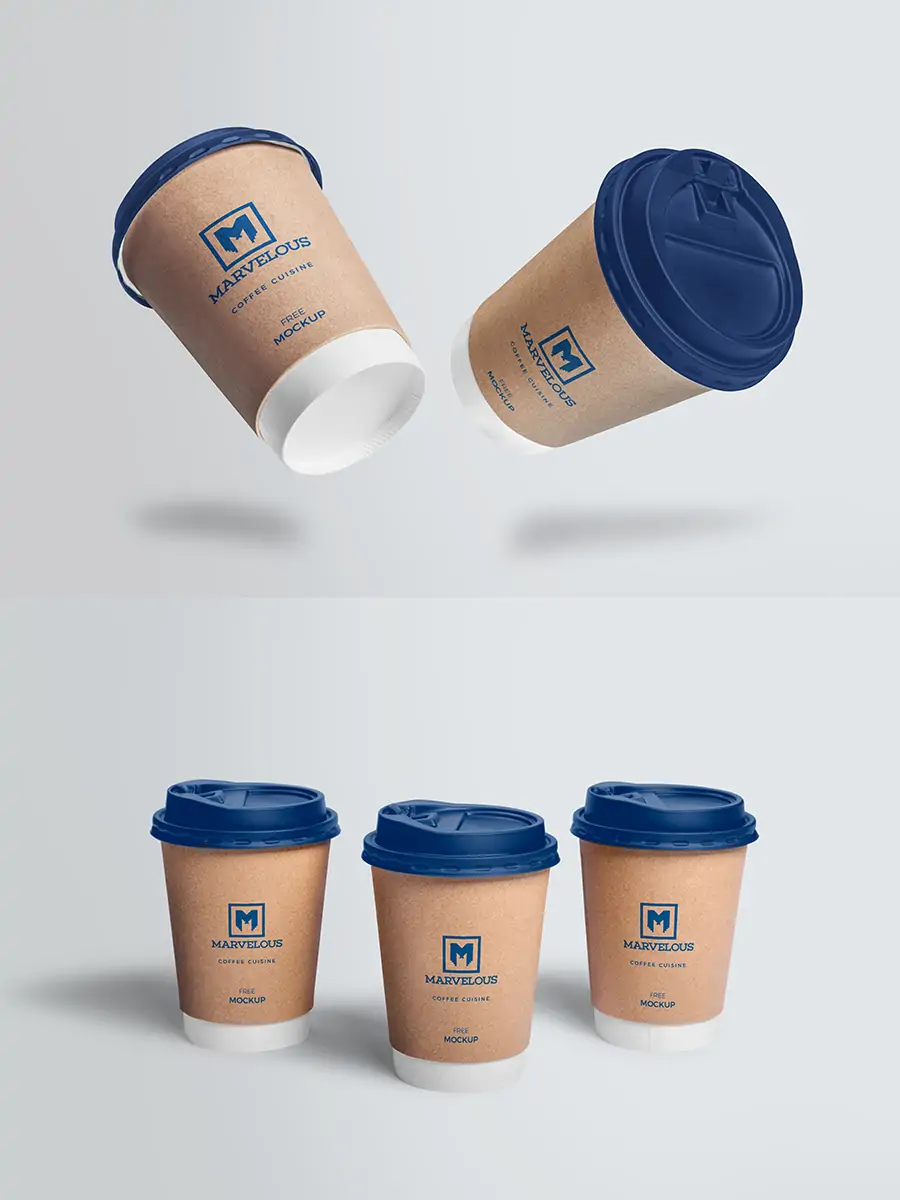 Midjourney - 多视角纸质咖啡杯水杯效果展示贴图样机psd设计素材模版Mockup Mockup样机-Ai宇宙吧-