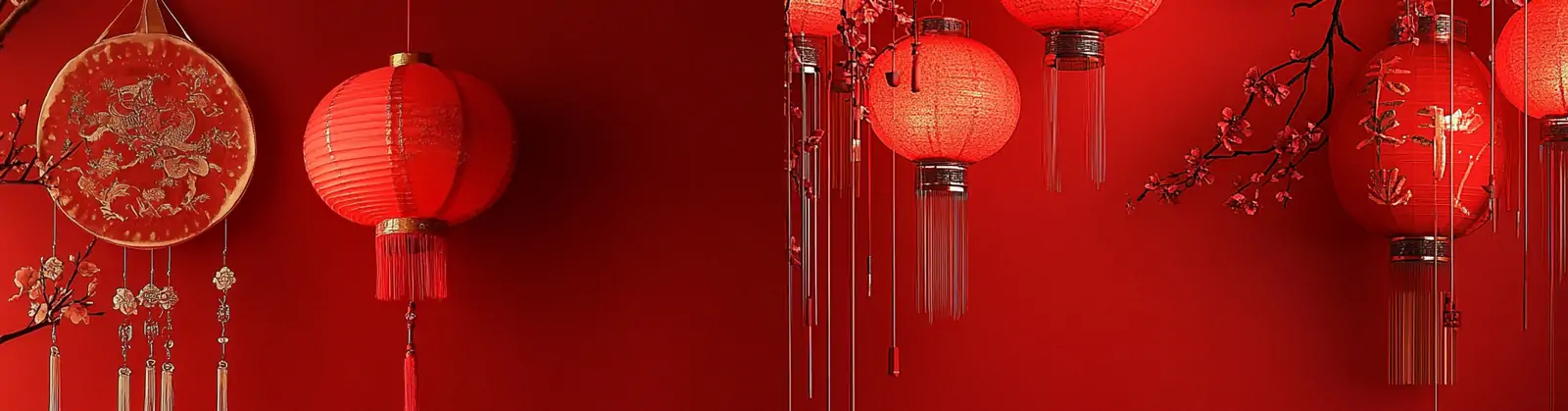 中国风红色喜庆灯笼对联圆桌电商场景摄影海报midjourney关键词咒语