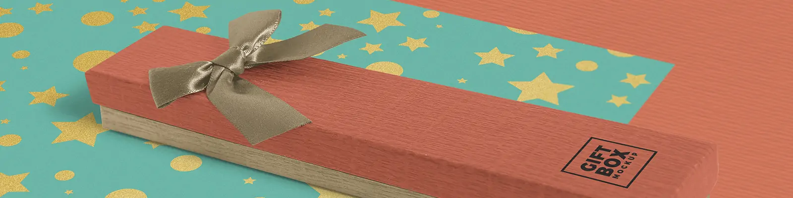 高端长方形礼品盒彩带包装盒样机贴图psd设计素材模板Mockup