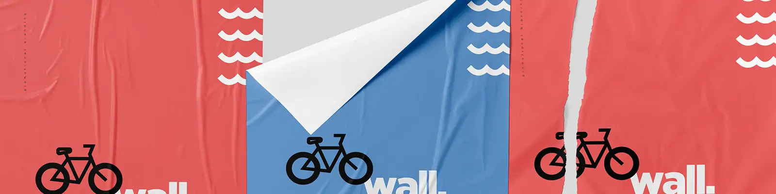 4视角纸张褶皱不粘胶海报样机贴图psd分层设计素材模板Mockup