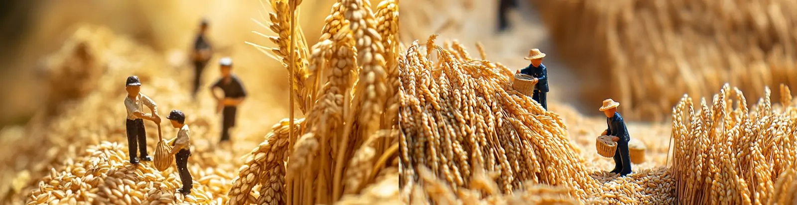 创意水稻收割大丰收24节气秋分微观自然场景立体模型摄影海报midjourney关键词咒语