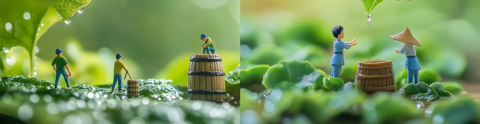 中国24节气雨水清新绿色自然微观场景摄影海报midjourney关键词咒语