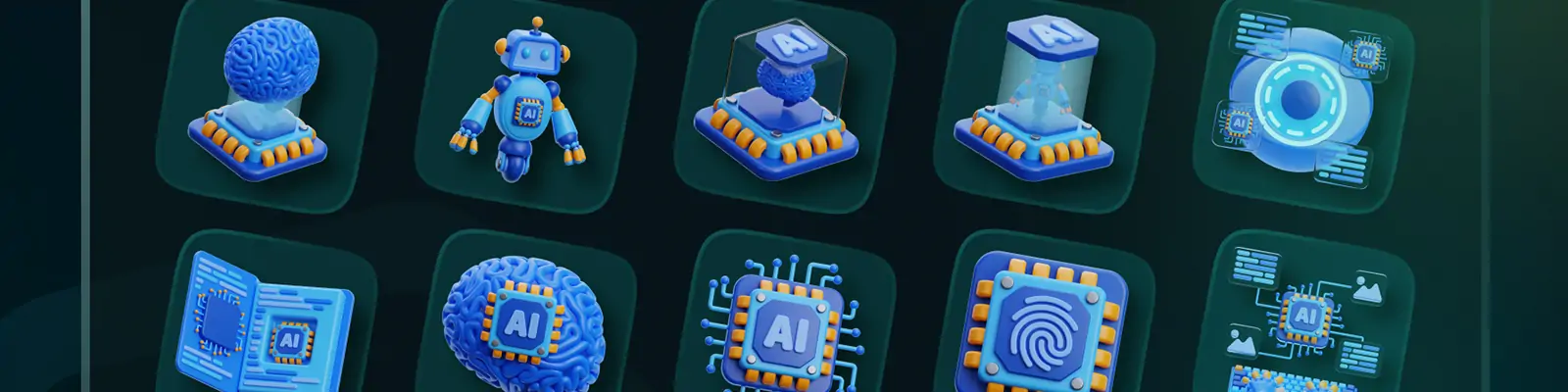 3D立体未来科技人工智能元素图标插图blender设计素材模型