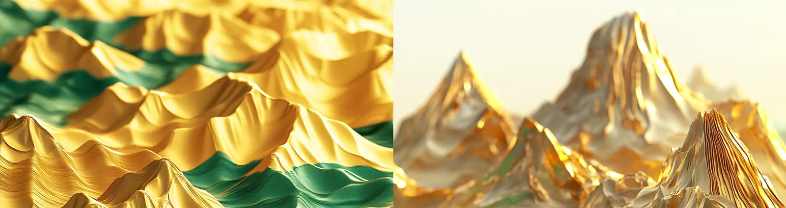 中国风金色绿色烫金自然山水抽象几何风景摄影海报midjourney关键词咒语