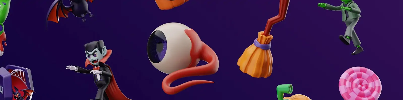 3D立体万圣节南瓜灯恐怖元素图标插图blender设计素材模型