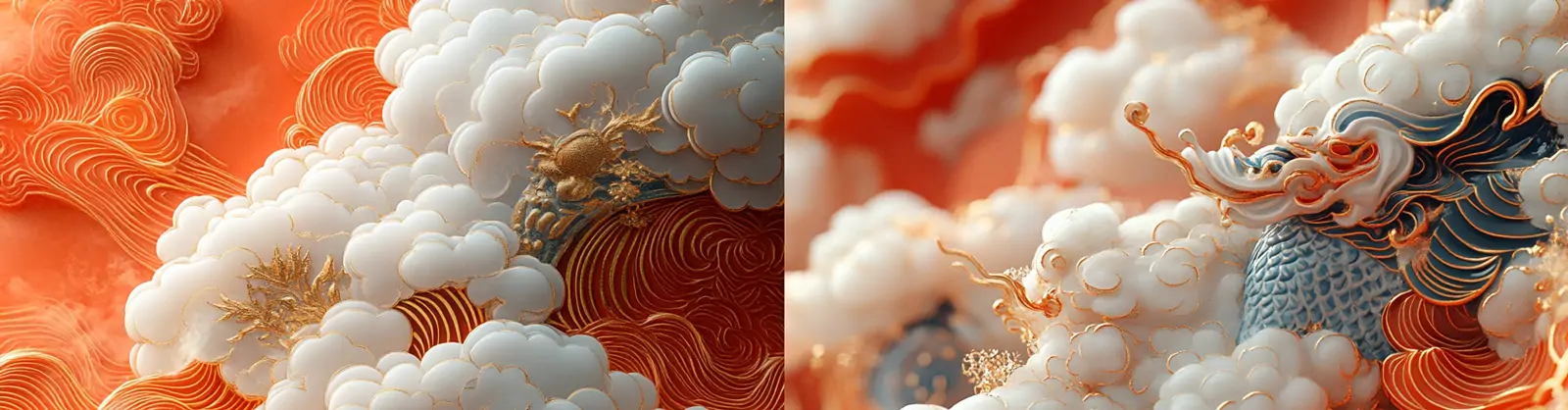 中国风景泰蓝珐琅传统祥云烫金花纹图案海报背景midjourney关键词咒语