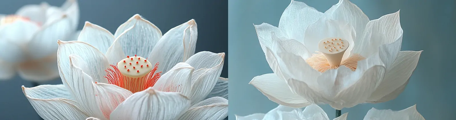 精致逼真莲花薄纱刺绣图案面料立体模型midjourney关键词咒语