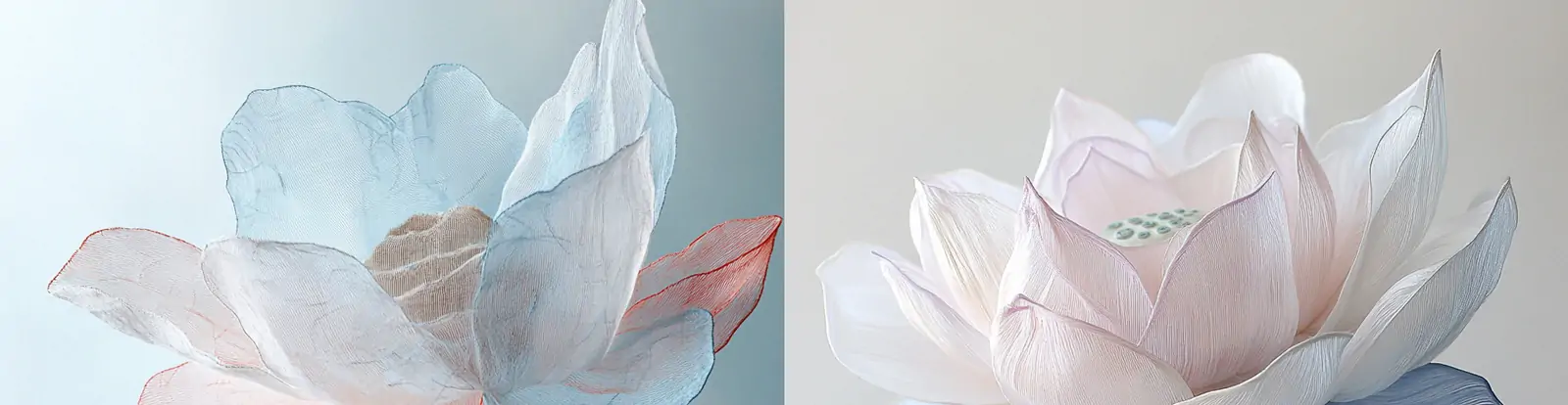 精致逼真莲花薄纱刺绣图案面料立体模型midjourney关键词咒语