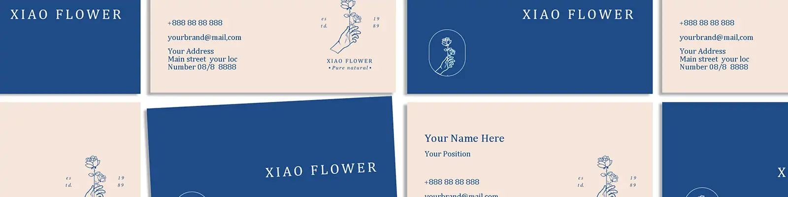 高端蓝色护肤品化妆品香水品牌形象VI样机提案psd素材模版Mockup