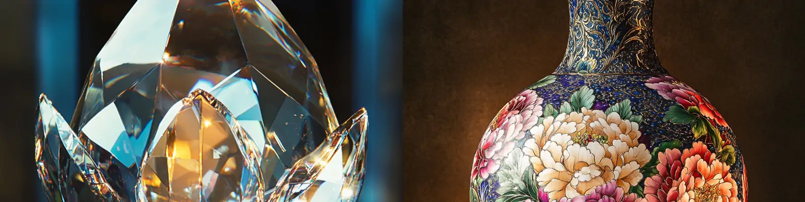 中国风古典艺术景泰蓝花瓶牡丹花纹图案工艺品摄影海报midjourney关键词咒语