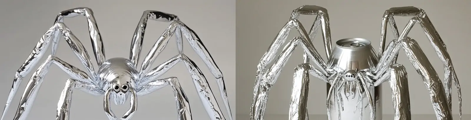 极简主义银色金属昆虫蜘蛛雕塑特写立体模型midjourney关键词咒语