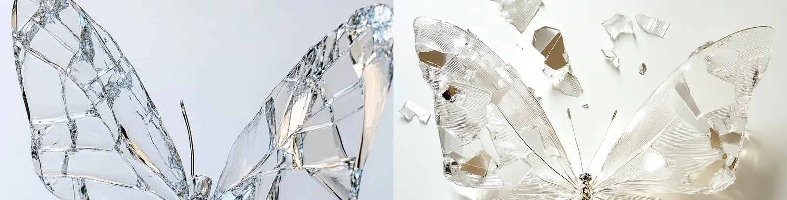 彩色渐变透明玻璃蝴蝶立体雕塑模型摄影海报midjourney关键词咒语