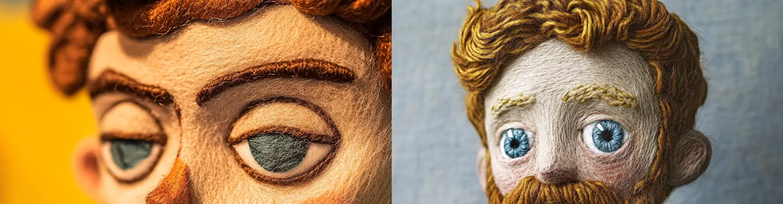 可爱卡通梵高自画像毛毡艺术娃娃手工艺品摄影海报midjourney关键词咒语