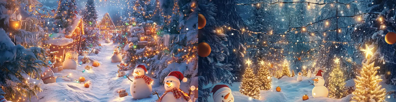 冬天圣诞节姜饼人拐杖甜品雪人夜晚光效场景插图海报midjourney关键词咒语