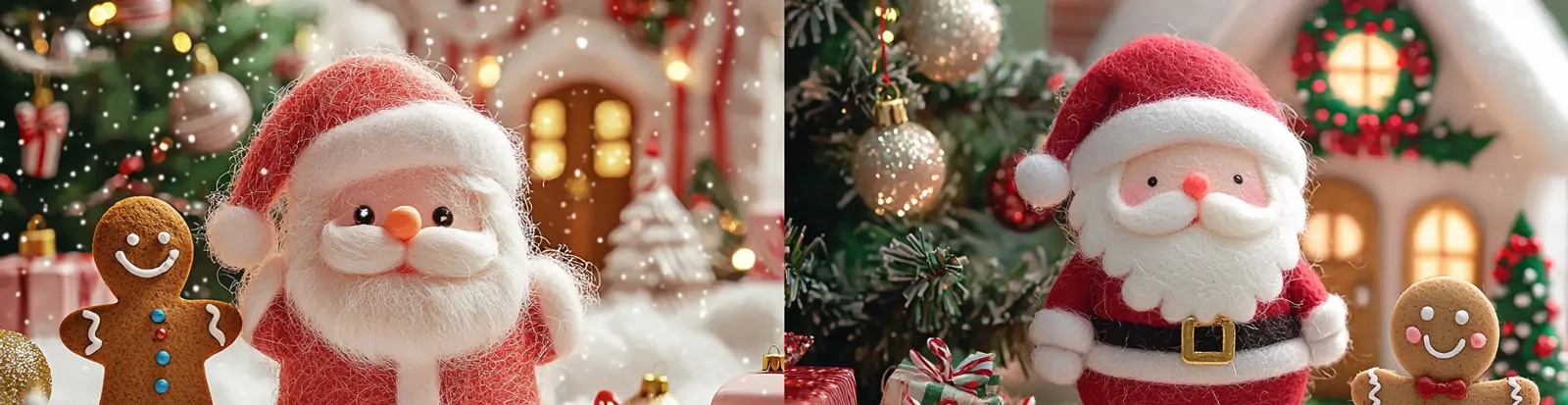 可爱卡通圣诞节圣诞老人节日装饰羊毛毡手工艺品模型插图海报midjourney关键词咒语