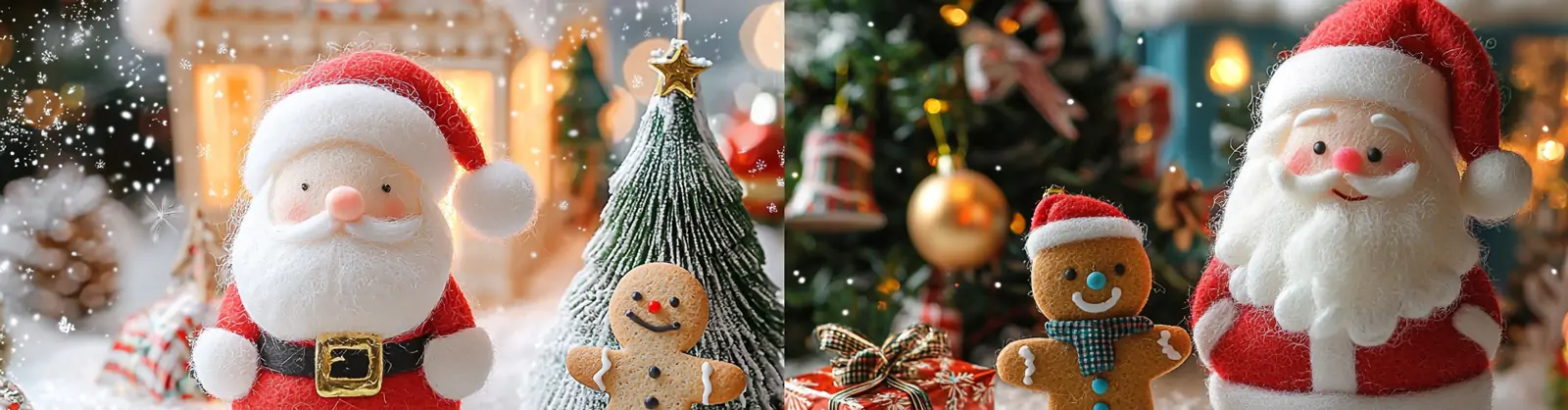 可爱卡通圣诞节圣诞老人节日装饰羊毛毡手工艺品模型插图海报midjourney关键词咒语