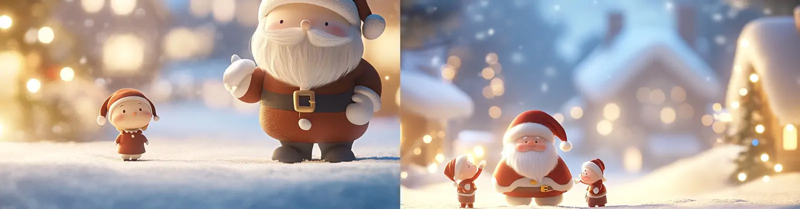 迷你可爱卡通圣诞节圣诞老人节日场景壁纸插图海报midjourney关键词咒语