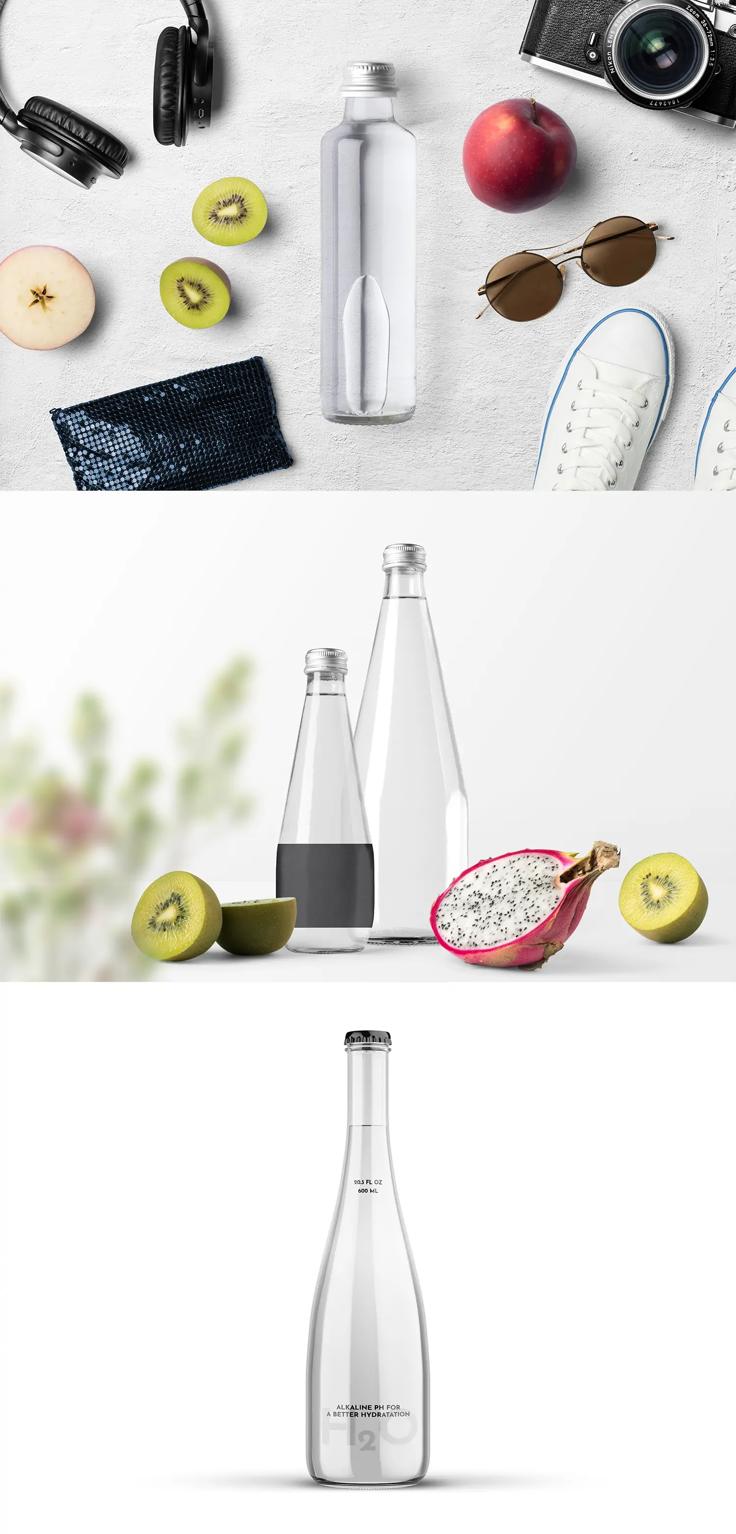 矿泉水纯净水饮料塑料瓶包装展示样机贴图psd设计素材模版Mockup