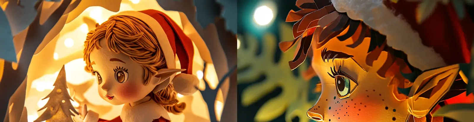 手绘可爱卡通圣诞节圣诞精灵人物特写插图海报midjourney关键词咒语