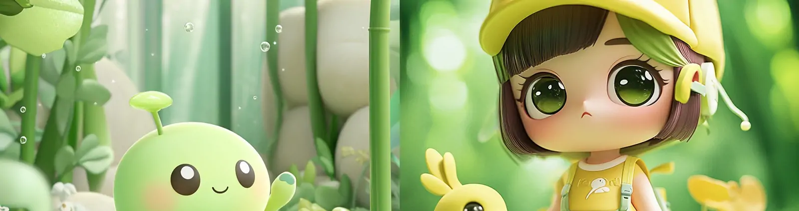 3D立体可爱卡通儿童人物玩具盲盒皮克斯风格插图海报midjourney关键词咒语