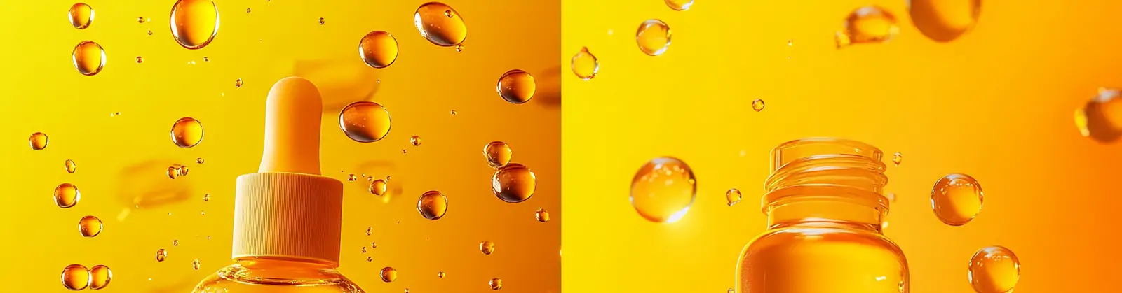 黄色维生素VC精华化妆品产品包装广告海报背景midjourney关键词咒语