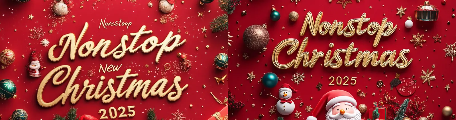 红色喜庆2025新年圣诞节圣诞老人礼物装饰场景海报midjourney关键词咒语